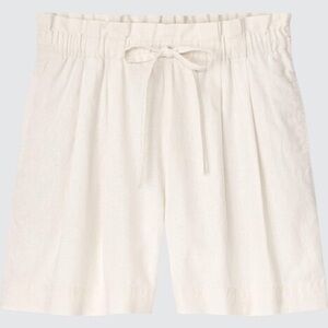 UNIQLO Cream Linen High Waist Drawstring Short